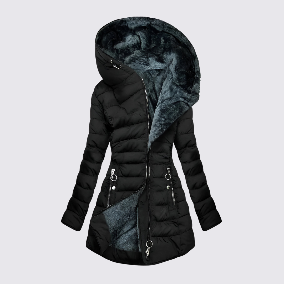 Womens Hooded Puffer Jacket Insulated Warm Fit