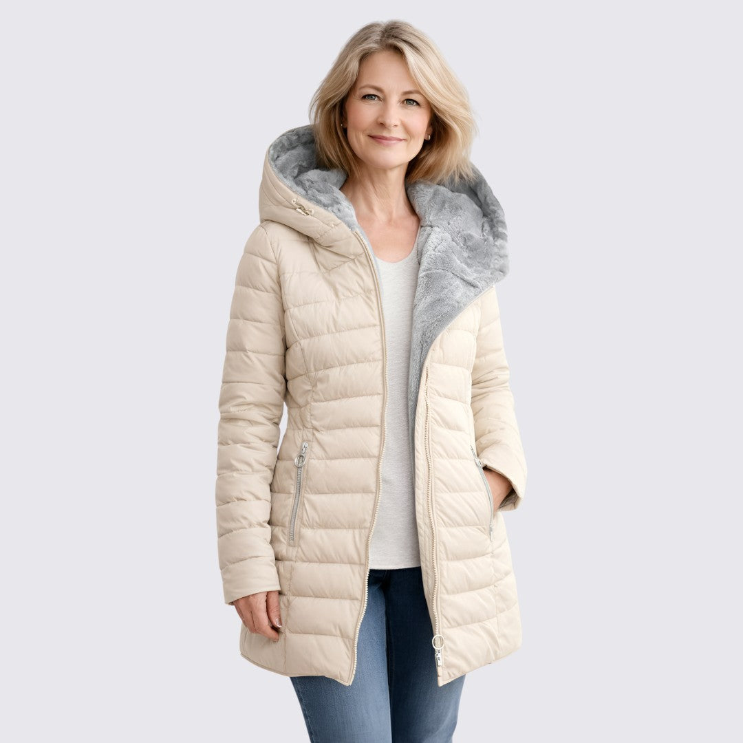 Womens Hooded Puffer Jacket Insulated Warm Fit