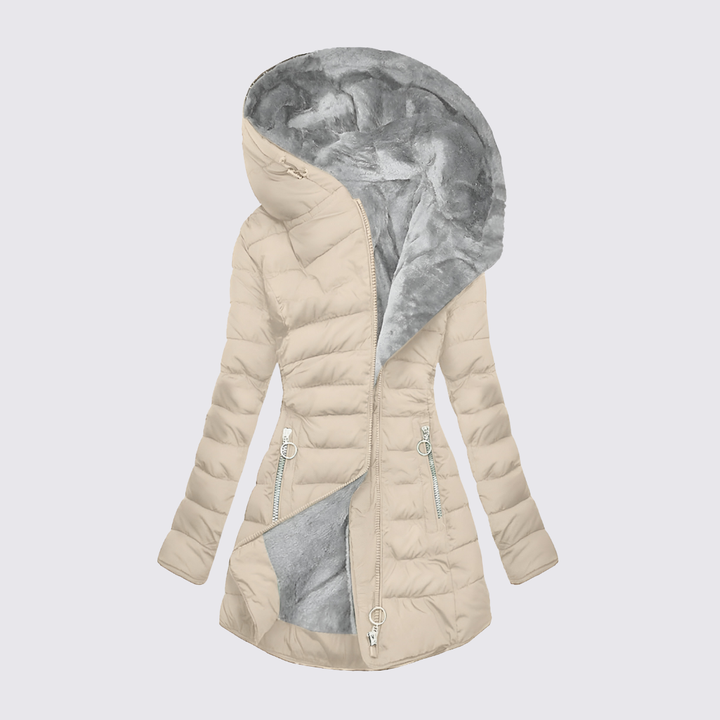 Womens Hooded Puffer Jacket Insulated Warm Fit