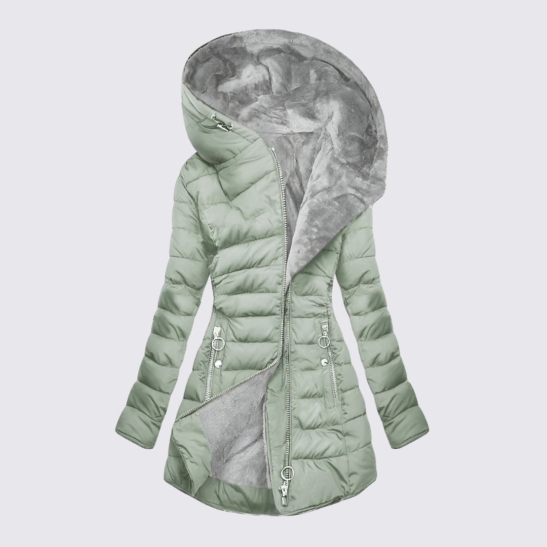 Womens Hooded Puffer Jacket Insulated Warm Fit