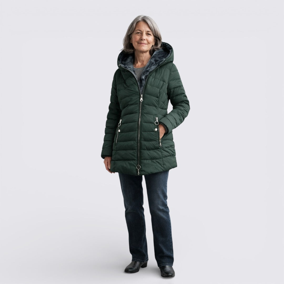 Womens Hooded Puffer Jacket Insulated Warm Fit