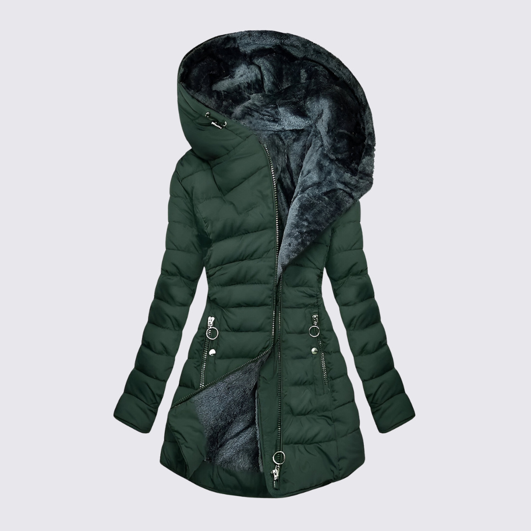 Womens Hooded Puffer Jacket Insulated Warm Fit