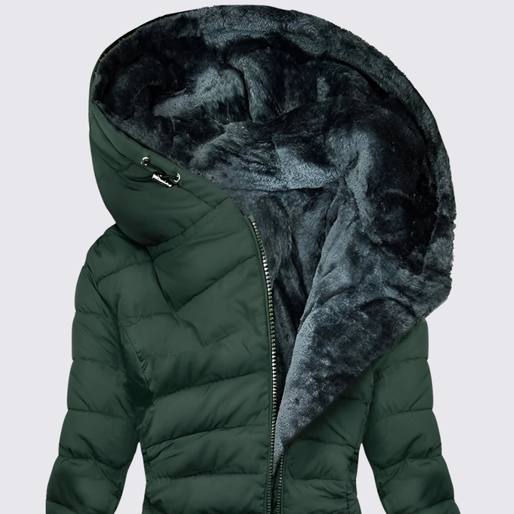 Womens Hooded Puffer Jacket Insulated Warm Fit