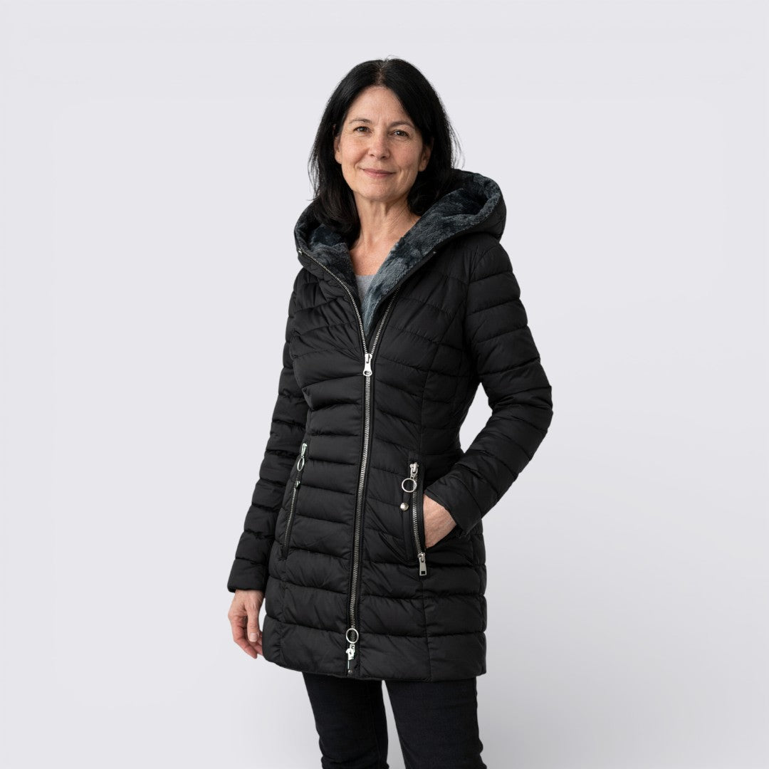 Womens Hooded Puffer Jacket Insulated Warm Fit - BritishMode