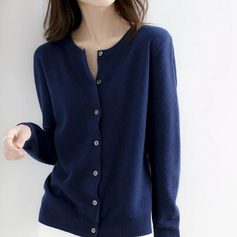 Womens Knit Cardigan Sweater Relaxed Fit