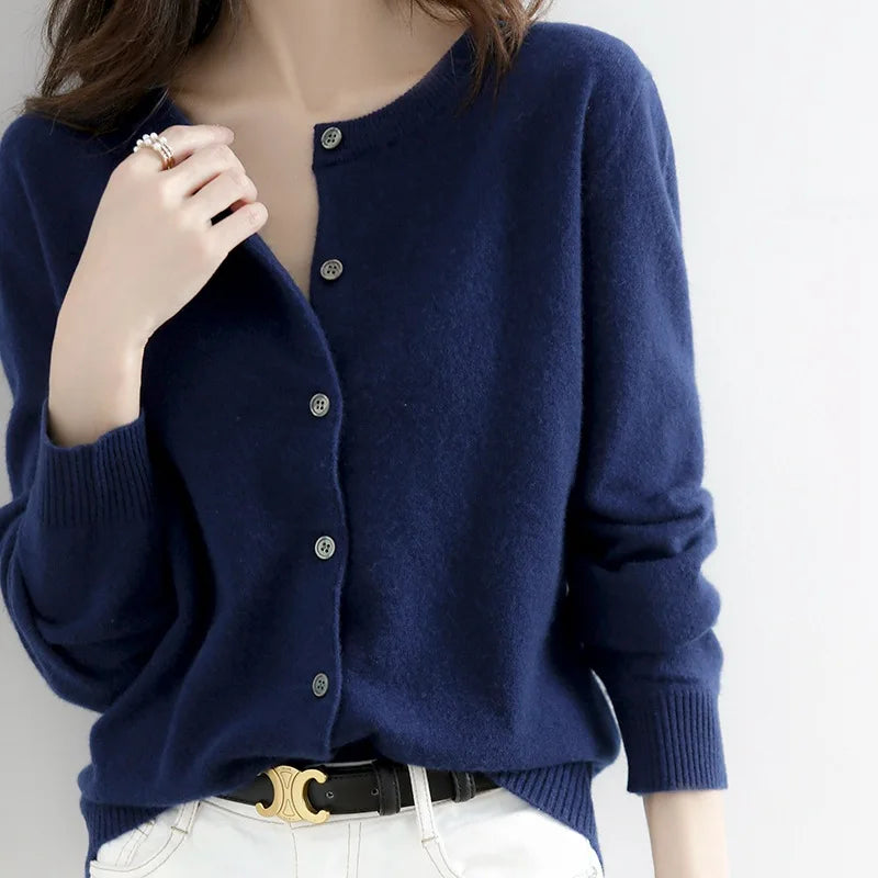 Womens Knit Cardigan Sweater Relaxed Fit