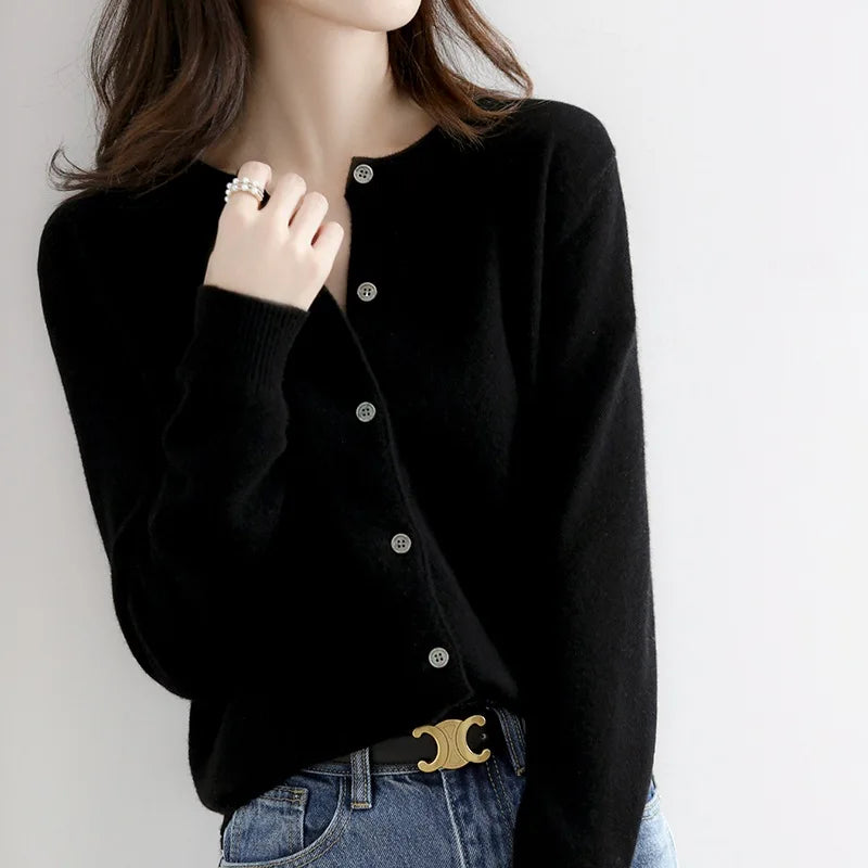 Womens Knit Cardigan Sweater Relaxed Fit