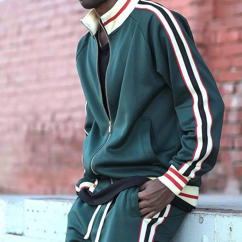 Mens Tracksuit with Zip-Up Jacket Athletic Fit - BritishMode