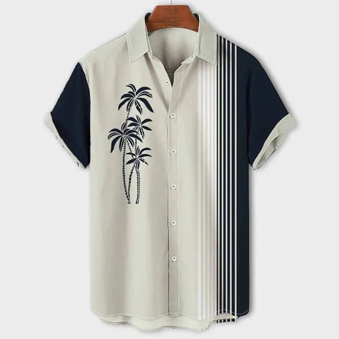 Mens Polo Shirt with Tropical Print Cotton Casual Fit