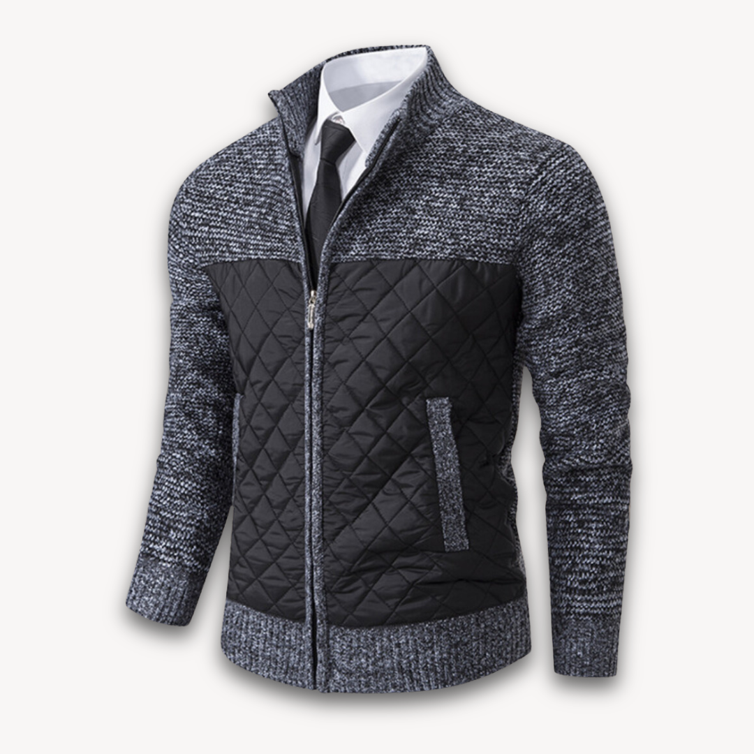 Mens Quilted Jacket Knitted Sleeves Casual Warm Fit