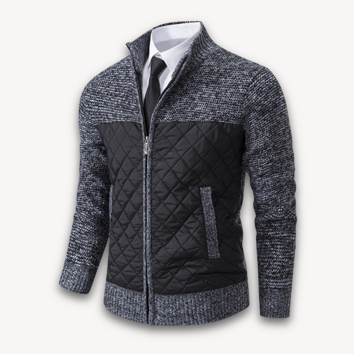 Mens Quilted Jacket Knitted Sleeves Casual Warm Fit