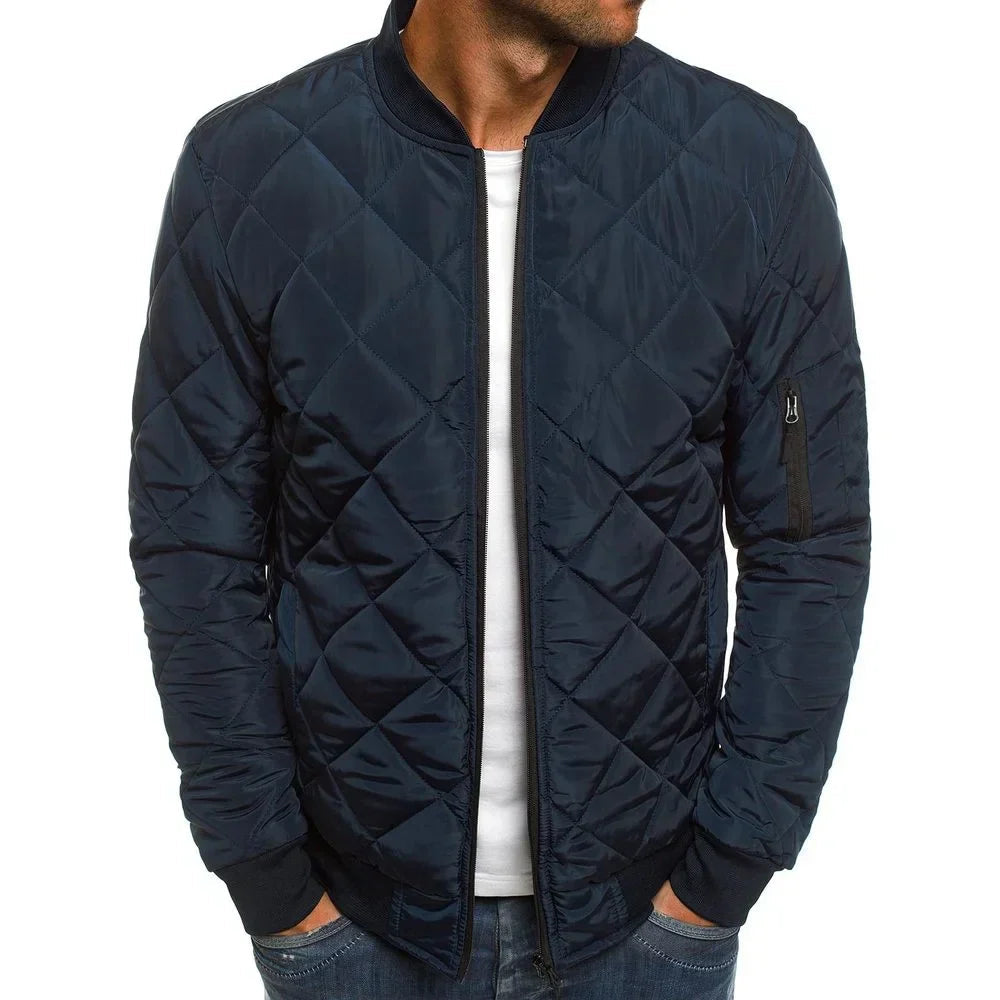 Mens Quilted Bomber Jacket Lightweight Insulated