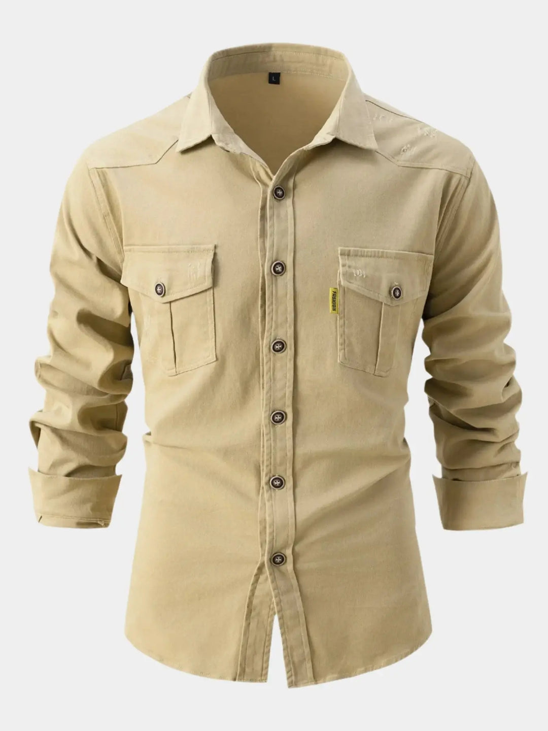 Mens Denim Blend Shirt Full Button Front Roll Sleeve