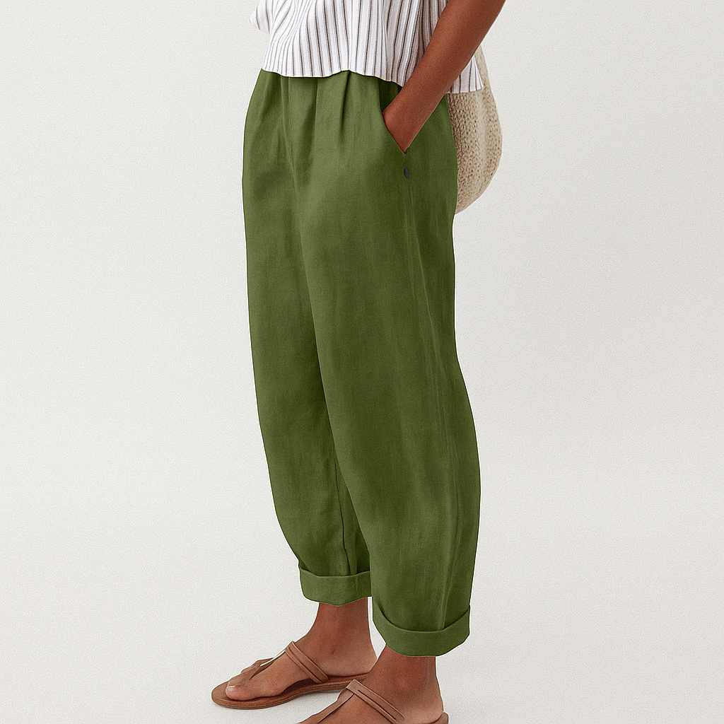 Womens Pants with Soft Waistband and Side Pockets