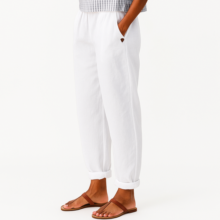 Womens Pants with Soft Waistband and Side Pockets - BritishMode