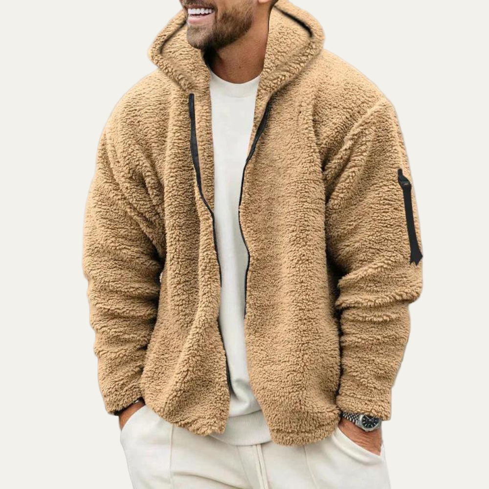 Mens Zip Hoodie Plush Thick Warm Fit