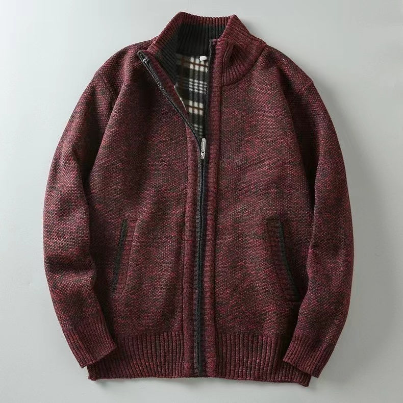 Mens Knitted Sweater with Zipper Casual Fit