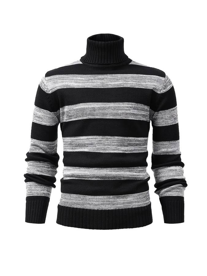 Mens Turtleneck Sweater Ribbed Knit Slim Fit - BritishMode