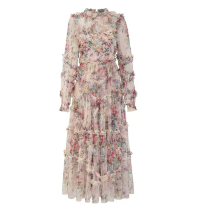 Womens Party Dress Floral Pattern Sleeveless Fit - BritishMode
