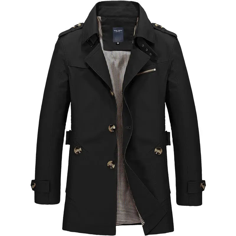 Mens Trench Coat Classic Long Fit - BritishMode
