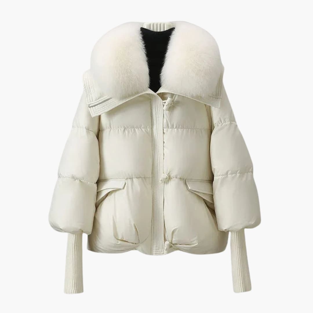 Womens Puffer Jacket with Fur Collar Quilted Fit - BritishMode