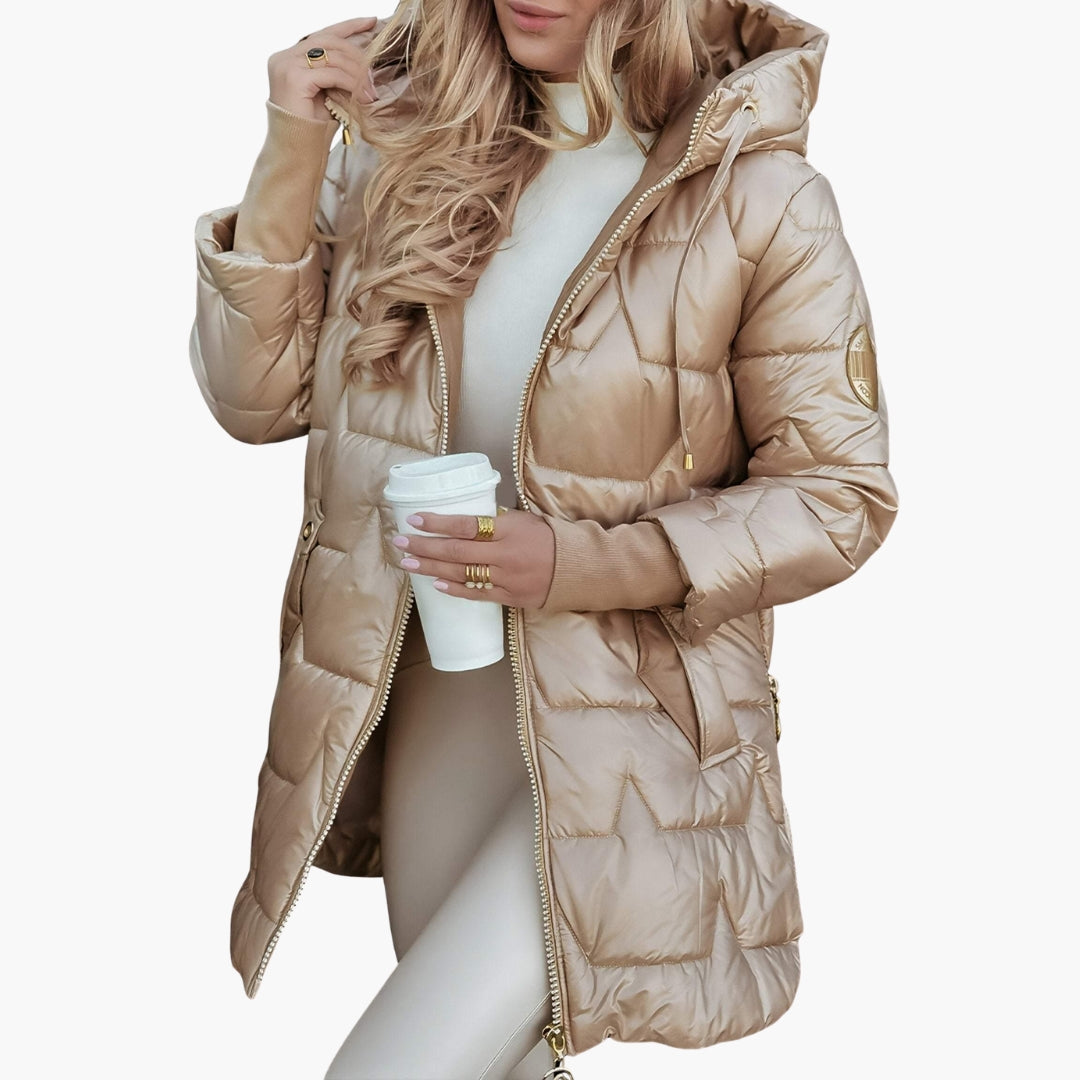 Womens Quilted Puffer Jacket with Hooded Design