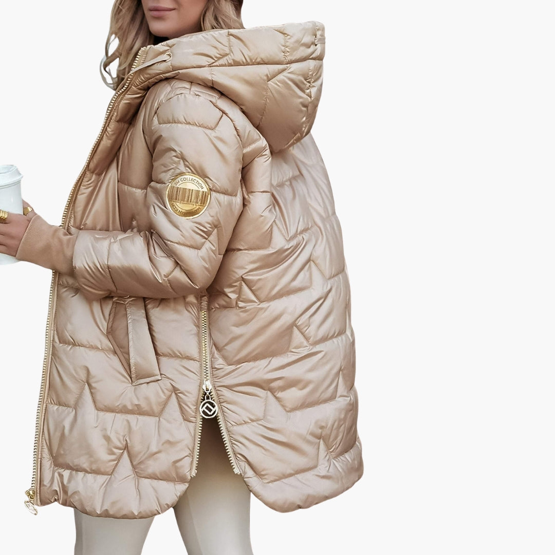 Womens Quilted Puffer Jacket with Hooded Design