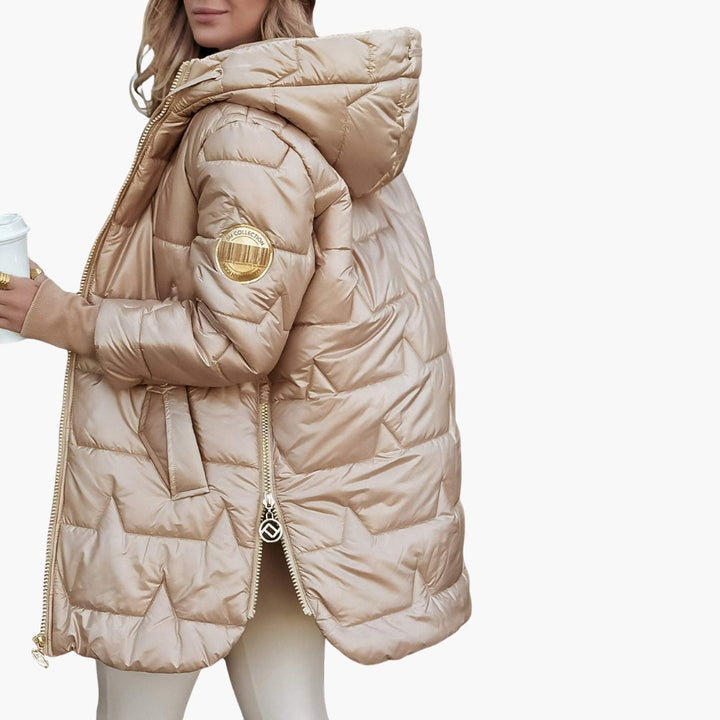Womens Quilted Puffer Jacket with Hooded Design