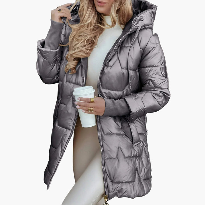 Womens Quilted Puffer Jacket with Hooded Design