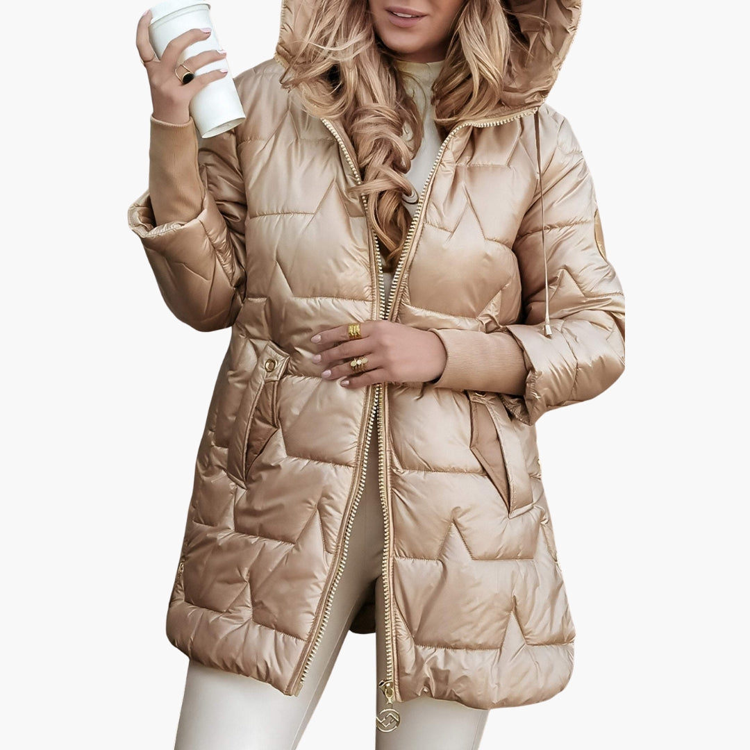 Womens Quilted Puffer Jacket with Hooded Design