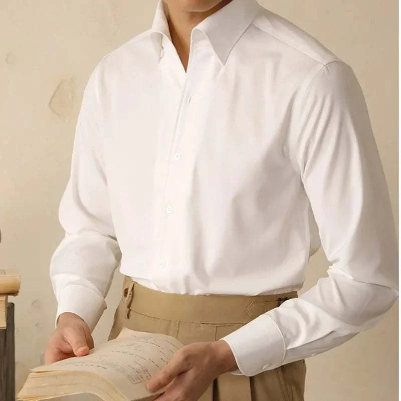 Mens Dress Shirt Polyester Blend Streamlined Fit