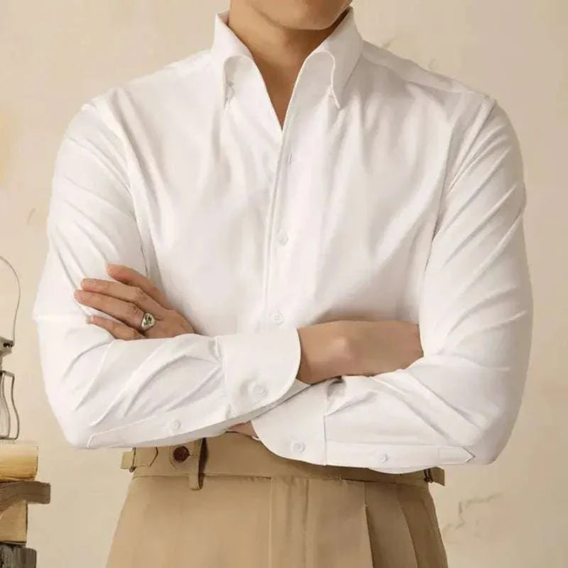 Mens Dress Shirt Polyester Blend Streamlined Fit