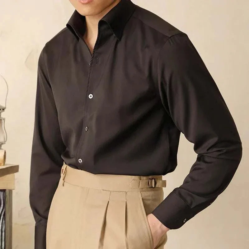 Mens Dress Shirt Polyester Blend Streamlined Fit