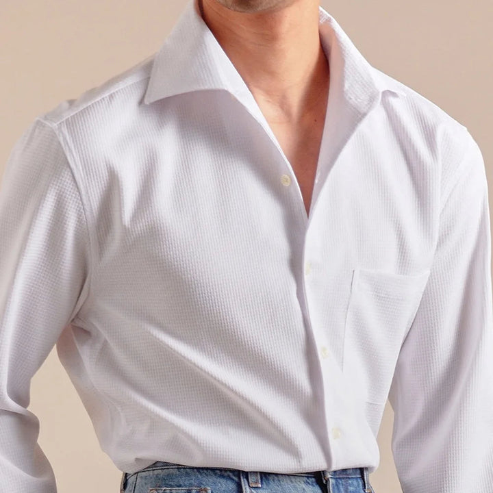 Mens Dress Shirt Soft-Blend Fabric Relaxed Fit