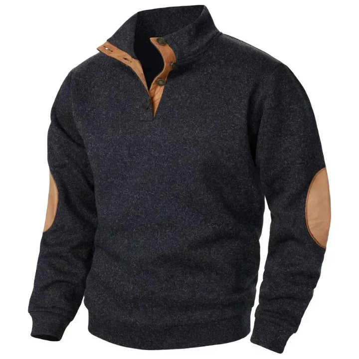 Mens Pullover Snap Collar Heather Fabric