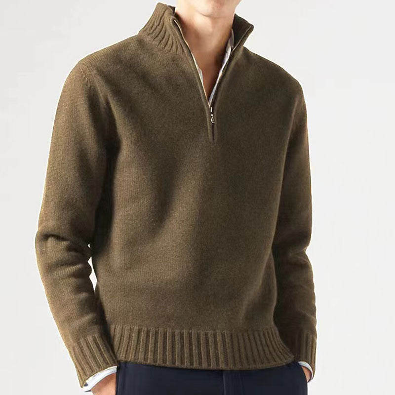 Mens Quarter Zip Sweater Wool Blend Cozy Fit