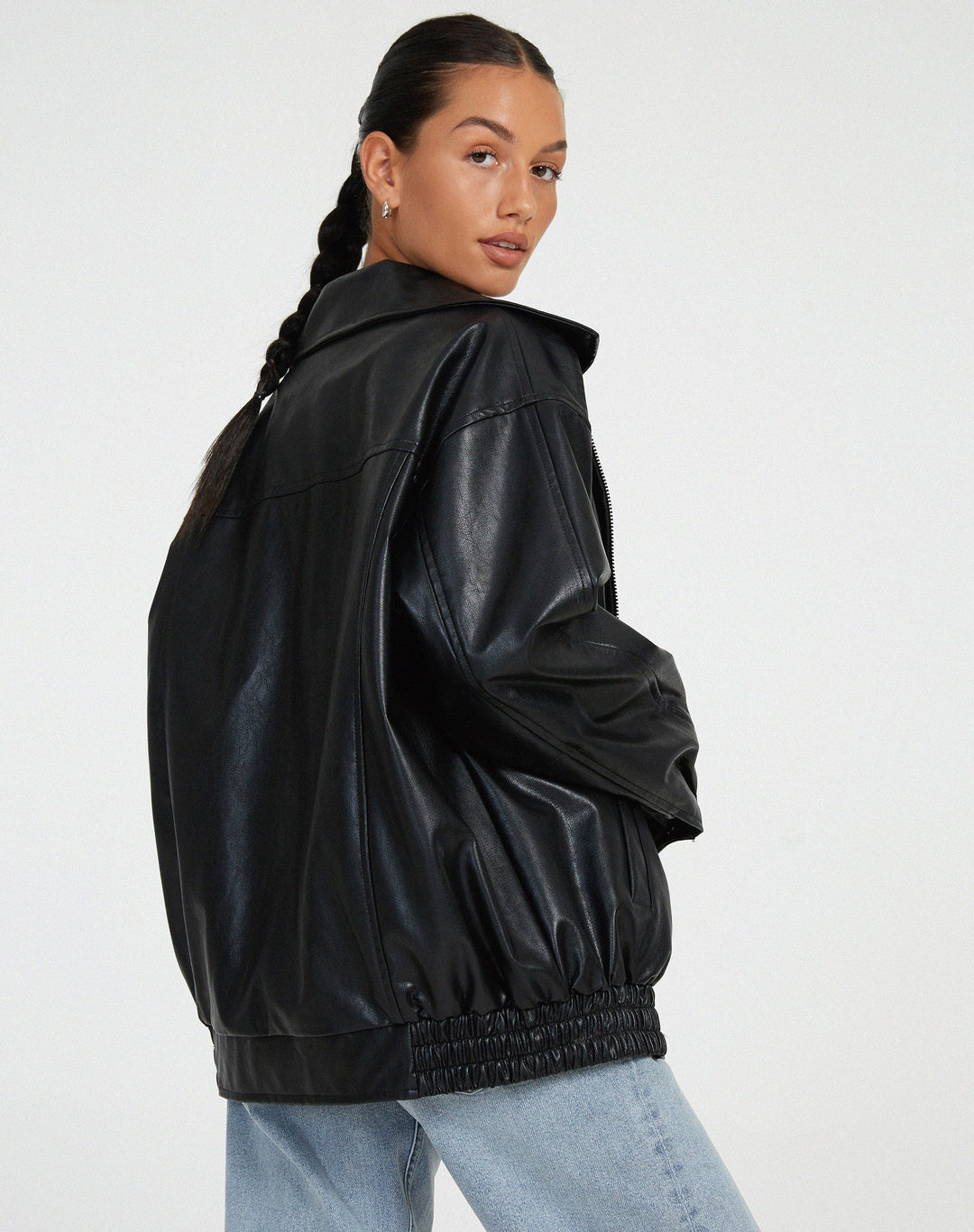 Womens Oversized Leather Jacket Comfortable Relaxed Fit