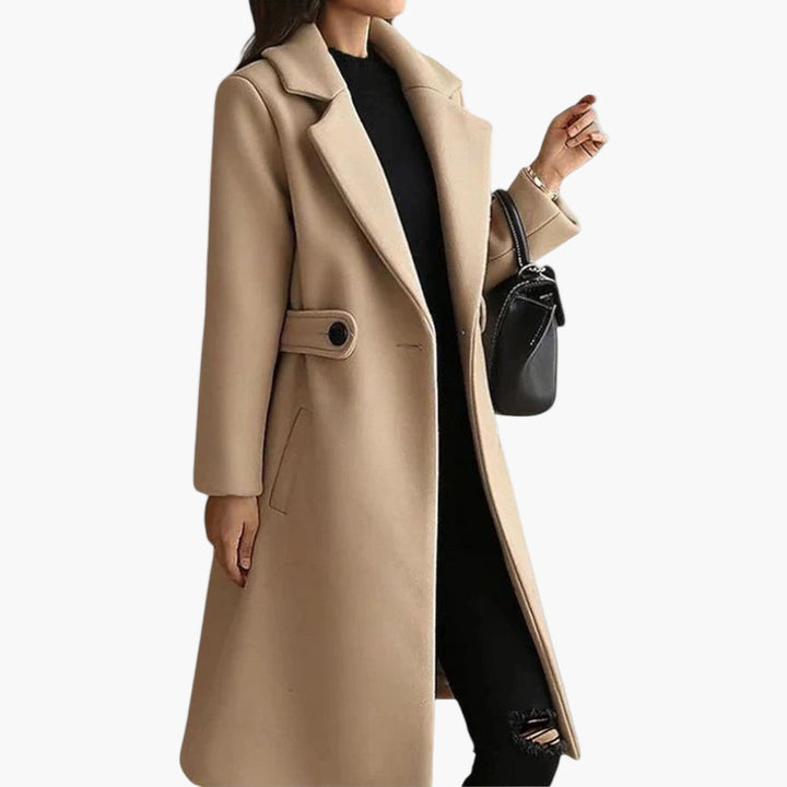 Womens Winter Coat Wool Blend Slim Fit with Belt