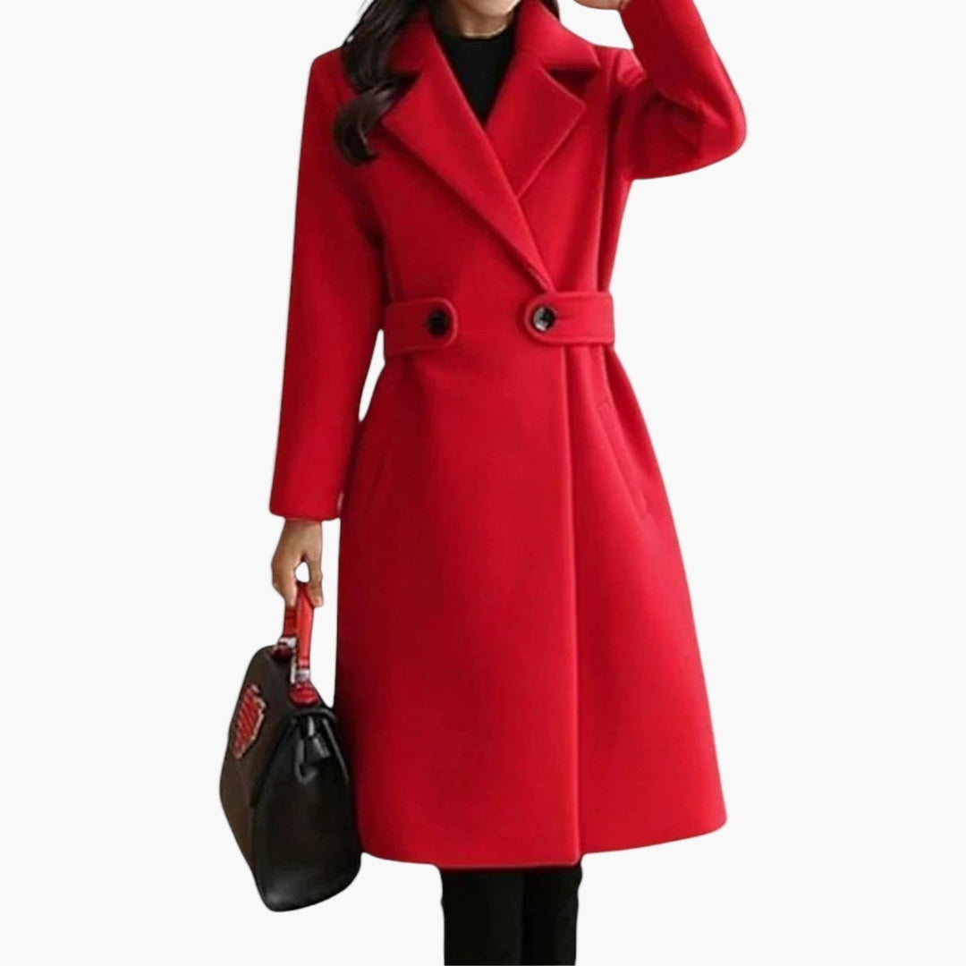 Womens Winter Coat Wool Blend Slim Fit with Belt