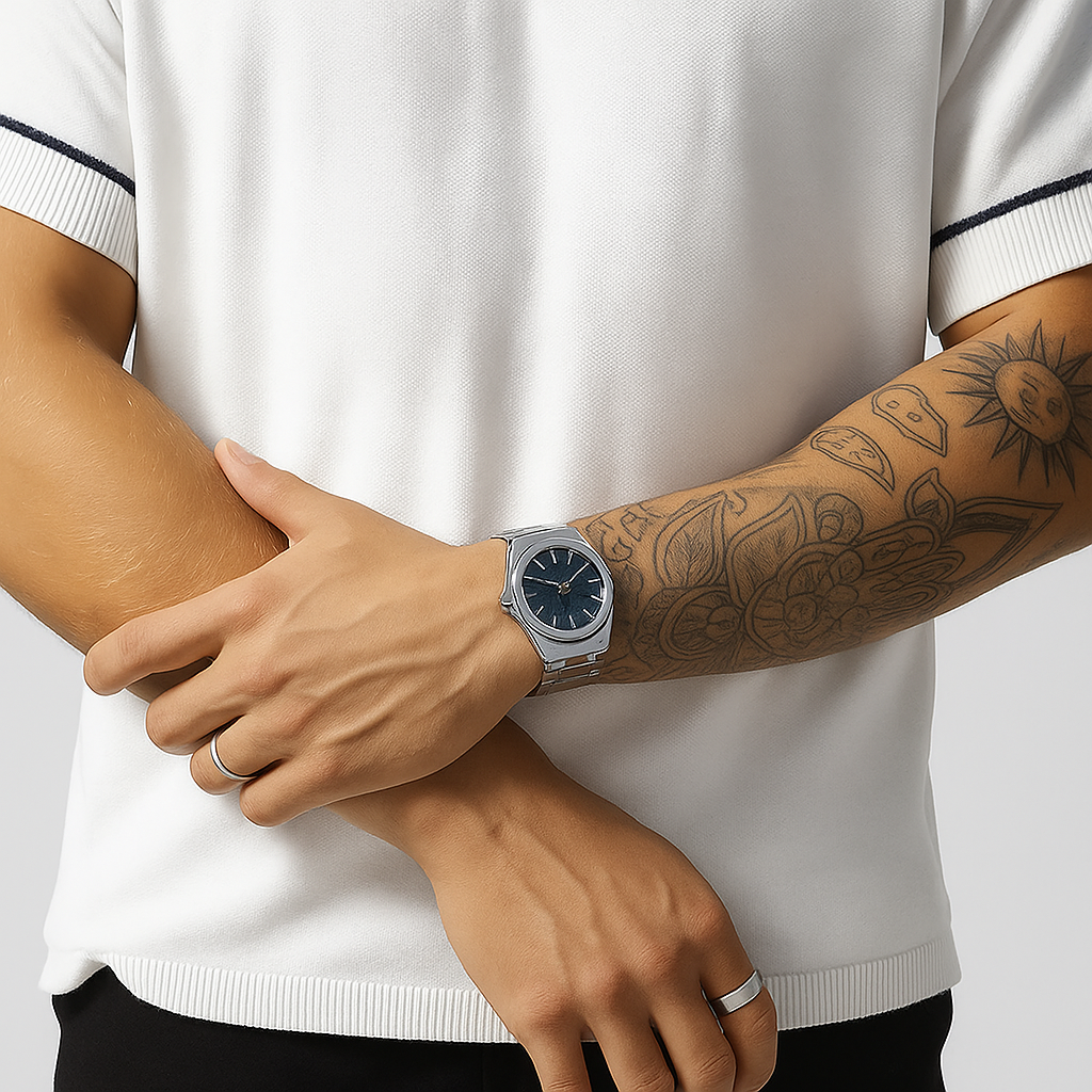 Mens Wristwatch Stainless Steel Case 41mm Elegant Design