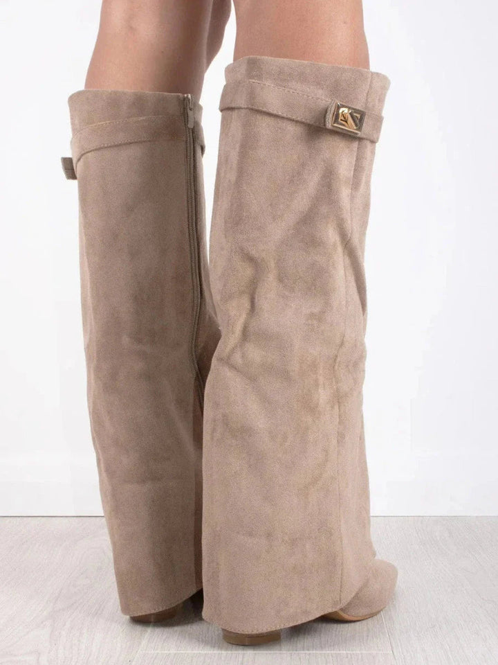 Womens Knee High Boots Suede Material Classic Fit
