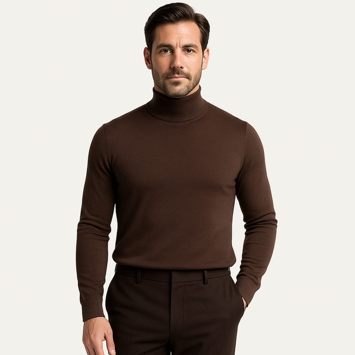 Mens Long Sleeve Shirt Smooth Mock Turtleneck - BritishMode