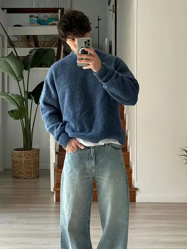 Mens Knitted Jumper Loose Fit - BritishMode