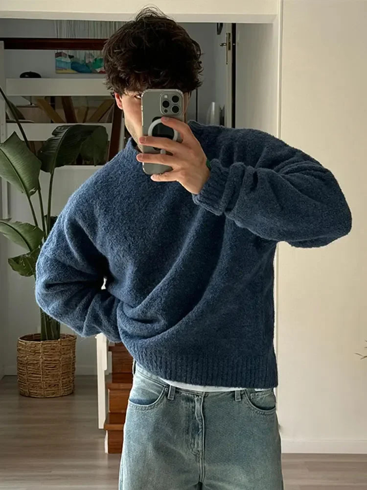 Mens Knitted Jumper Loose Fit