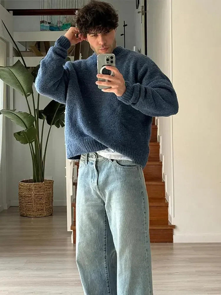 Mens Knitted Jumper Loose Fit