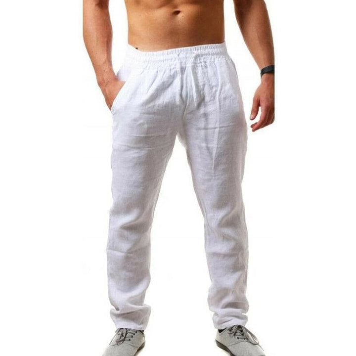 Mens Linen Trousers Summer Lightweight Relaxed Fit