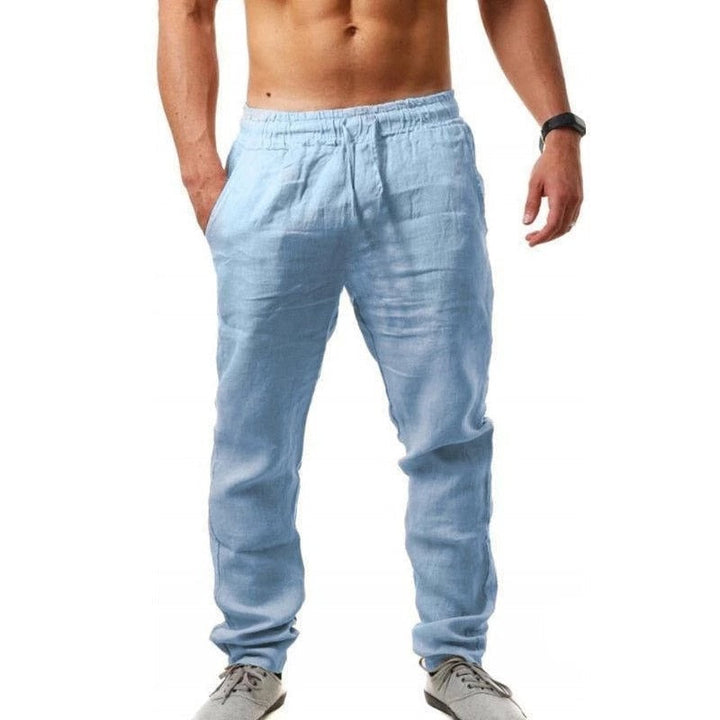 Mens Linen Trousers Summer Lightweight Relaxed Fit