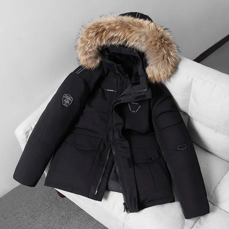 Mens Hooded Winter Parka Jacket Insulated Warm