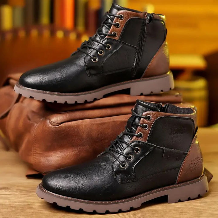 Mens Leather Lace-Up Boots - BritishMode