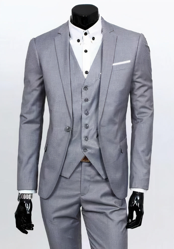 Mens Tailored 3-Piece Wedding Suit Elegant Fit